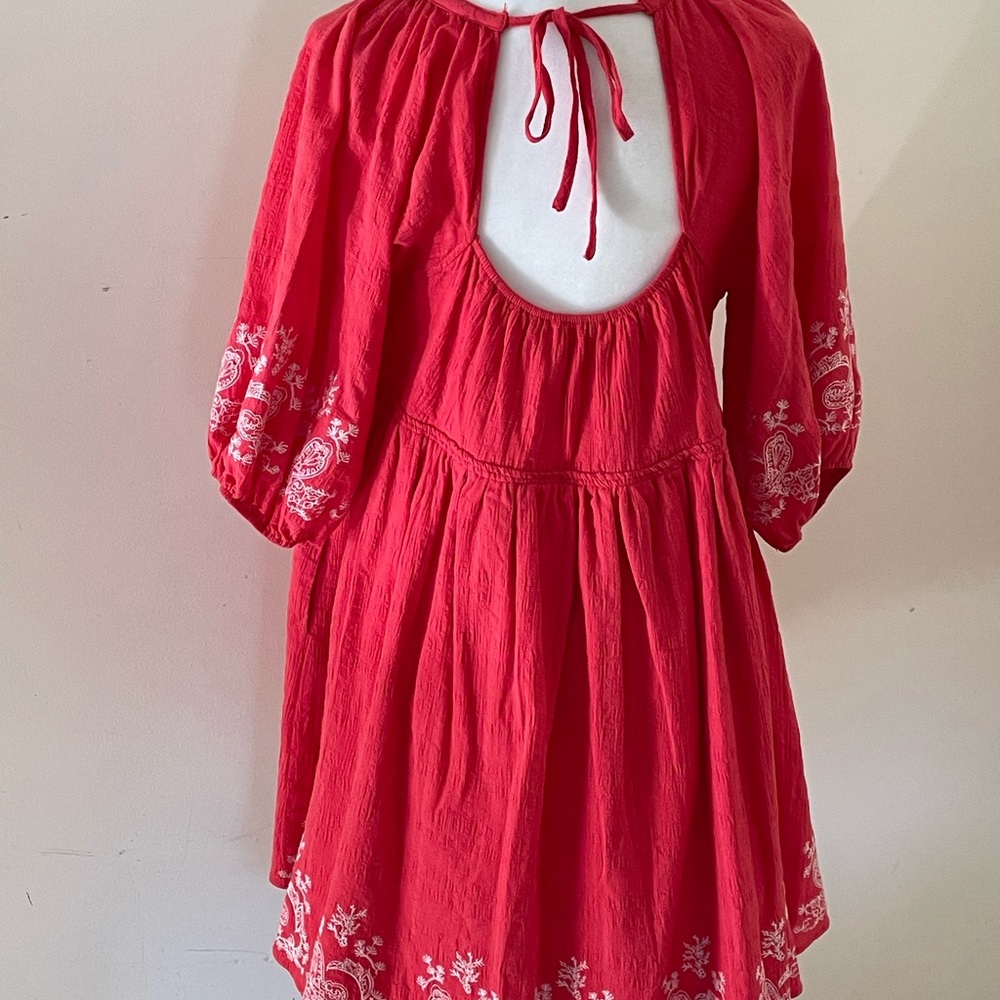 Chelsea & Violet 100% cotton lined Boho raglan seersucker/embroidery tunic/dress - Picture 4 of 10